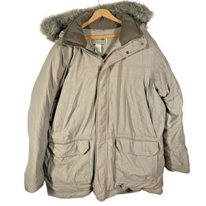 LL Bean Baxter State Park Parka Jacket Large Mens Fur Hood Goretex Goose Down